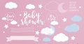 Cute design elements for baby shower invotation and party.