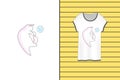 Cute design for a T-shirt. Watercolor kitten plays with a bubble. Print for T-shirts, sweatshirts and souvenirs.