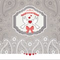 Cute design template.Paisley border lace and cartoon pigeons