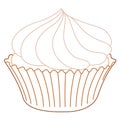 Cute dessert sweets food cupcake with cream line art drawing