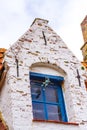 Cute detail bronze little frog on old house window Bruges historic center Belgium Royalty Free Stock Photo