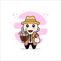 Cute detective character holding a coconut ice