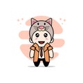 Cute detective character wearing cat costume