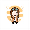 Cute detective character wearing pilot helmet