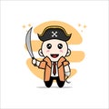 Cute detective character wearing Pirate costume Royalty Free Stock Photo