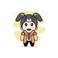Cute detective character wearing rabbit costume