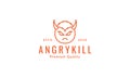Cute devil angry line with horn logo symbol icon vector graphic design