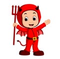 Cute devil kids cartoon