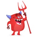 Cute devil monster. Halloween vector character. Royalty Free Stock Photo