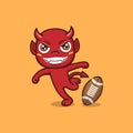 cute devil playing rugby Royalty Free Stock Photo