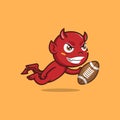 cute devil playing rugby Royalty Free Stock Photo