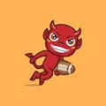 cute devil playing rugby