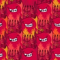 Cute devils - seamless cartoon pattern