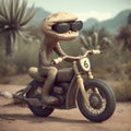 Cute Diamondback Rattlesnake On Motorcycle