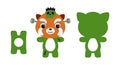 Cute die cut Halloween red panda chocolate egg holder template. Cartoon animal character in a monster costume. Retail