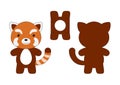 Cute die cut red panda chocolate egg holder template. Retail paper box for the easter egg. Printable color scheme. Laser cutting