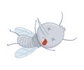 Cute died mosquito. Parasitic insect funny character cartoon vector illustration Royalty Free Stock Photo