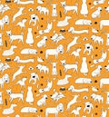 Cute different dog doodles seamless pattern Royalty Free Stock Photo