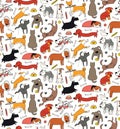 Cute different dog doodles seamless pattern Royalty Free Stock Photo