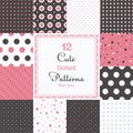 12 Cute different dotted vector seamless patterns (tiling). Royalty Free Stock Photo