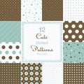 12 Cute different dotted vector seamless patterns (tiling). Royalty Free Stock Photo