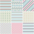 9 Cute different romantic seamless patterns