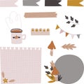 Cute digiral papers and stickers for bullet journal, planner or snail mail Royalty Free Stock Photo