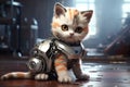 cute digital cat robot pet technology AI generated Royalty Free Stock Photo