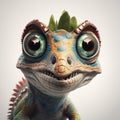 Cute Dilophosaurus Smiling in Jungle Style on White Background Royalty Free Stock Photo
