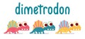 Cute Dimetrodon walking. Animal life. Vector illustration of prehistoric character in flat cartoon style isolated on