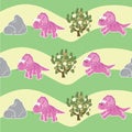 Pink dinosaur,Stone,Camilia,Triceratopswith green background
