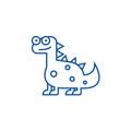 Cute dino,dinosaur  line icon concept. Cute dino,dinosaur  flat  vector symbol, sign, outline illustration. Royalty Free Stock Photo
