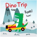 Cute dino drive funny car Royalty Free Stock Photo