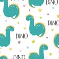 Cute dino seamless pattern