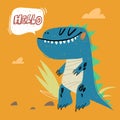 Cute dinosaur. Best for children designs, tees, birthday flyers and invitations. Dino party template.