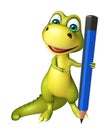 Cute Dinosaur cartoon character with pencil