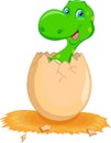 Cute dinosaur cartoon hatching Royalty Free Stock Photo