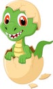 Cute dinosaur cartoon hatching Royalty Free Stock Photo