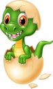 Cute dinosaur cartoon hatching Royalty Free Stock Photo