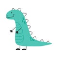 Cute dinosaur in cartoon scandinavian style. Vector illustration for a kids room. Royalty Free Stock Photo