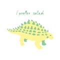 Cute dinosaur color hand drawn vector character