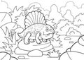 Cute dinosaur dimetrodon, coloring book, funny illustration