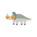 Cute Dinosaur in Funny Glasses, Funny Colorful Triceratop Dino Character, Happy Birthday Party Design Element Vector Royalty Free Stock Photo