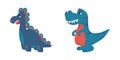 Cute dinosaur. Funny happy T-rex, cartoon flat style animals, hand drawn reptile characters, fantasy creatures for kids