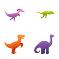 Cute dinosaur icons set cartoon vector. Various little dinosaur