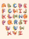 Cute dinosaur number font set