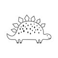 Cute dinosaur in outline sketchy style. Funny cartoon dino. Hand drawn vector doodle for kids Royalty Free Stock Photo