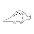 Cute dinosaur in outline sketchy style. Funny cartoon dino. Hand drawn vector doodle for kids Royalty Free Stock Photo