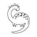 Cute dinosaur in outline sketchy style. Funny cartoon dino. Hand drawn vector doodle for kids Royalty Free Stock Photo