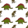 Cute Dinosaur Pattern vector illustration - Stegosaurus and Tyrannosaurus Rex Royalty Free Stock Photo